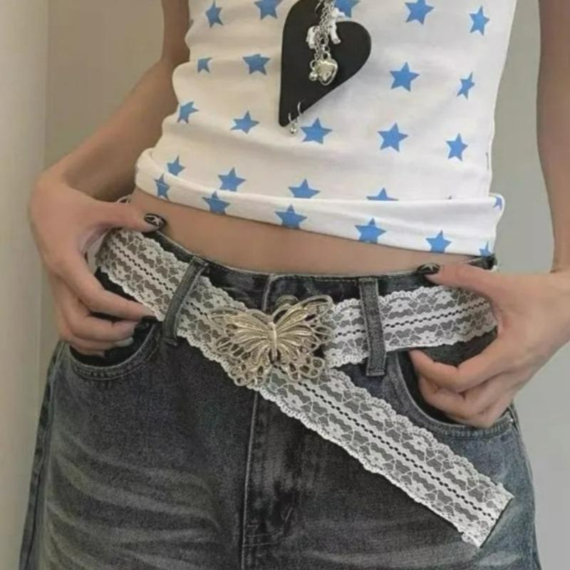 New Korean White Floral Lace Waist Belt Adjustable All-match Fashion Waistband for Women Waist Belts Strap Decor Accessories