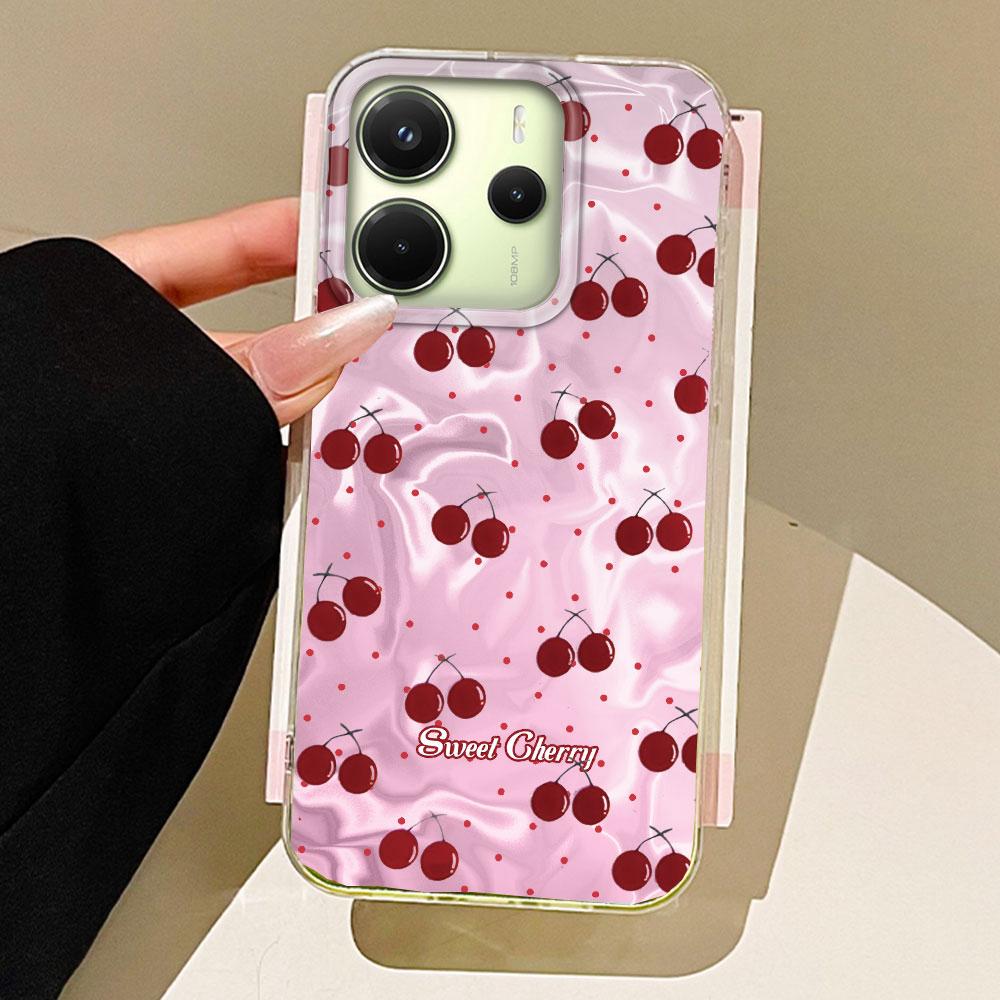 

Летний чехол для телефона с вишней для женщин и девушек для Xiaomi Redmi Note 14 13 12 11 11S 10 9 8 Pro 9C 13C 14C A5 A3 A4 A3X A1 A2 poco M2 Pro белый