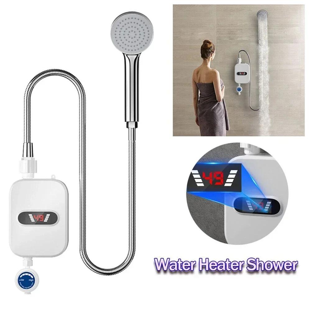 Hot Water Shower Electric Heater 33x12.5cm 50HZ White Easy To Install Mini Body Safety Heater US 110V/EU UK 220V