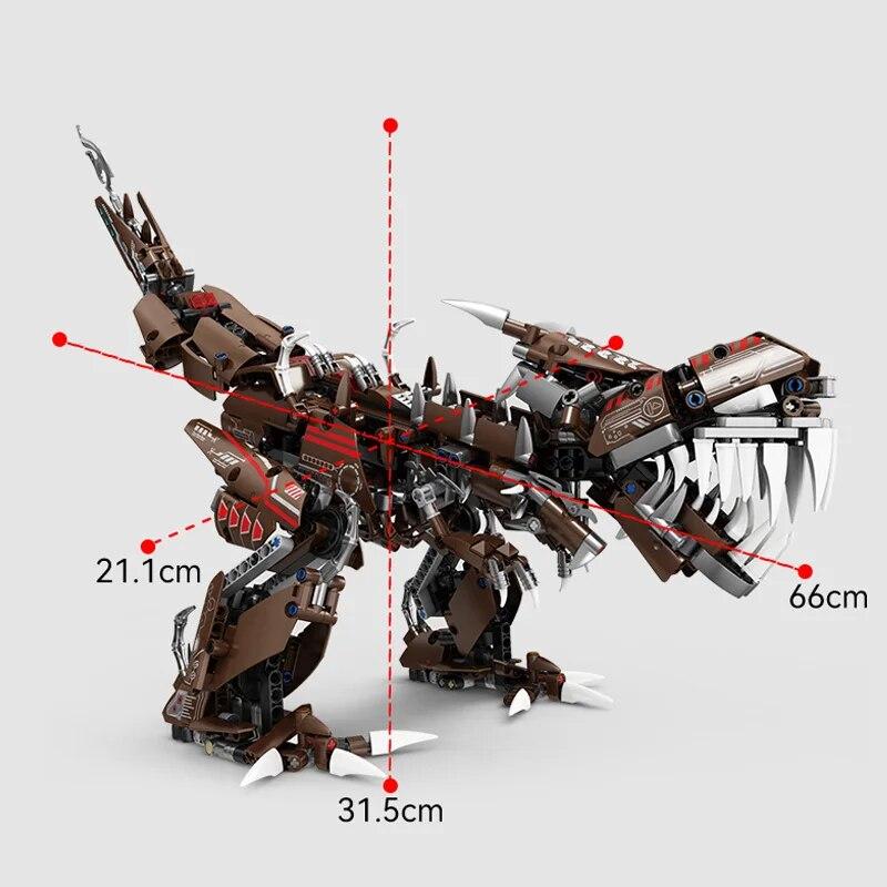 1056 יחידות 2 ב-1 רובוט שריון טכני לוחם מכני אביר קוביות בנייה דגם טירנוזאורוס צעצועי לבנים ילד מבוגר למתנה