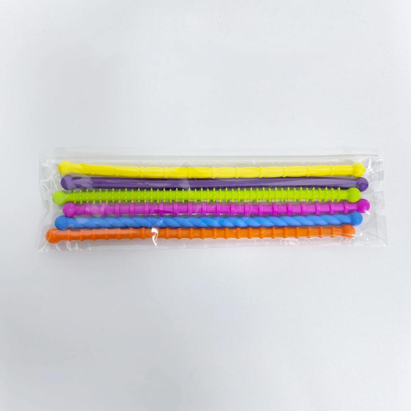 6Pcs Stretchy Textured Rope Fidget Toys Sensory Autism Toys for Stress Anxiety Relief Office Desk Fidget for Workers