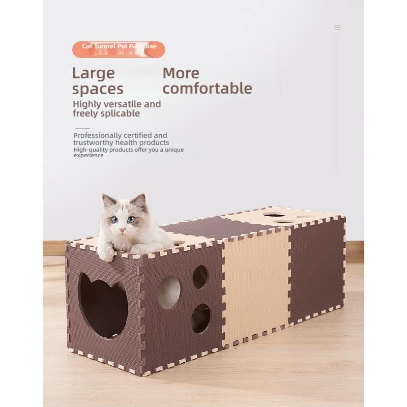 Assembleable Cat Tunnel Bed Multifunctional Pet Toy Foldable Rest House Interactive Play Tunnel for Kitten