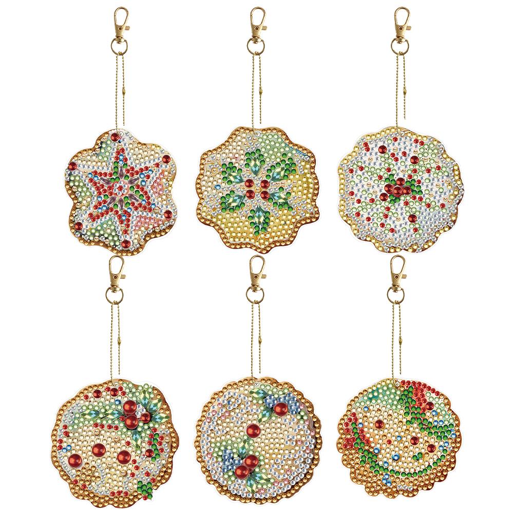 8/6PCS Diamond Painting Keyring Double Sided Rhinestone Painting Keychain Pendant Mandala for Adult Kid Handbag Pendant Decor