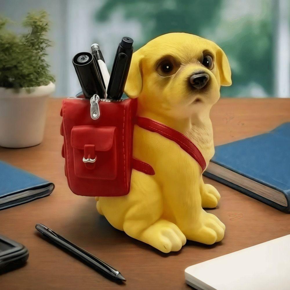 Large Capacity Dog Pen Holder Labrador Simulation Funny Makeup Brushes Holder Drop-resistant Plastic Desktop Organizer