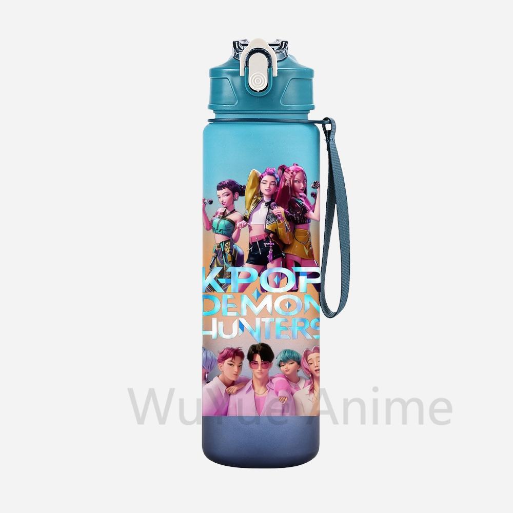 Anime K-Pop Demon Hunters Character Water Cup Large Capacity Outdoor Portable Rope Drinking Bottle Gift for Boys and Girls