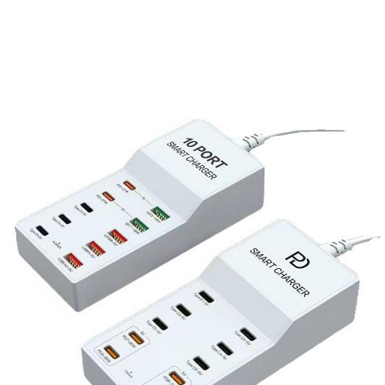 72W Inteligentna Listwa Ładowarki USB z Wieloma Portami do Szybkiego Ładowania Telefonów Android, Apple, Type-C