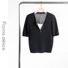 Tatu Women's Half-Zip Faux Two-Piece Short-Sleeve Knit Top