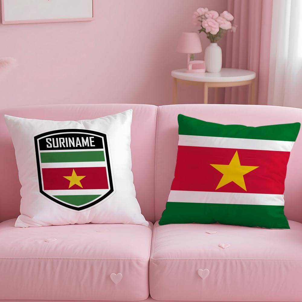 Suriname Flag Cushion Cover Soft Short Plush Double-Sided Printing Home Decor Machine Washable Pillow Case Gift