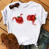 Women Hello Summer Watermelon Graphic T‑Shirt, Watercolor Fruit Letter Print O‑Neck Short Sleeve Casual Vacation Ladies Daily
