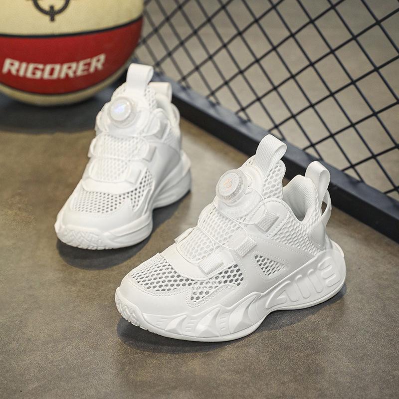 

Classmate 2025 summer single net sports shoes girls hollow breathable fashion middle and older children rotating buckle running shoes 39