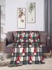 Soft Flannel Christmas Gnome Socks Blanket for Kids Buffalo Plaid Decorative Throw for Bed Sofa Home