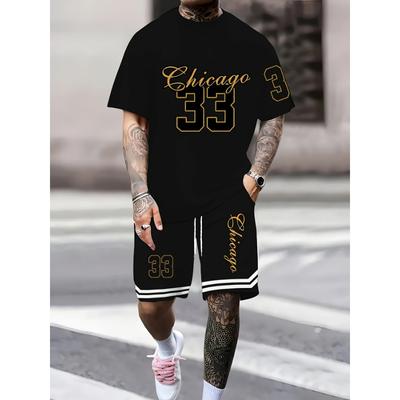 Été Nouvel Ensemble Homme T-shirt décontracté à manches courtes et col rond imprimé numérique 3D avec Short Ensemble décontracté et sportif 2 pièces pour homme