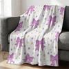 Cute Purple Bow Throw Blanket Soft Flannel Blanket Decorative Bed Sofa Fleece Blanket Aesthetic Gift Blanket for Girls