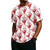 Men's Casual Lightweight Breathable Button Down Short Sleeve Shirt with Halloween Print