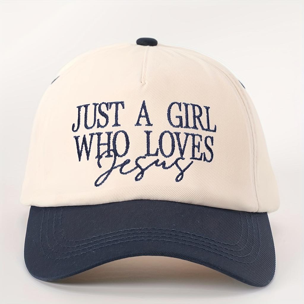 Embroidered "Just A " Color-Block Baseball Cap, Breathable Adjustable Unisex Golf Hat For Women And Men, Summer Fashion Curved