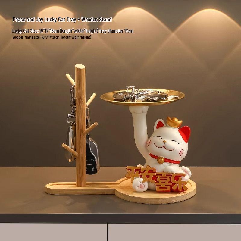 Lucky Cat Key Organizer Ornament for Entryway, Living Room, or Shoe Cabinet - Perfect Home Decor and Housewarming Gift.