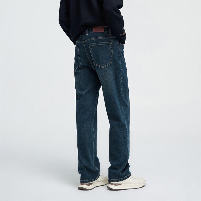 GIOVANNI VALENTINO Men's Autumn/Winter Straight-Leg Casual Brushed Denim Jeans