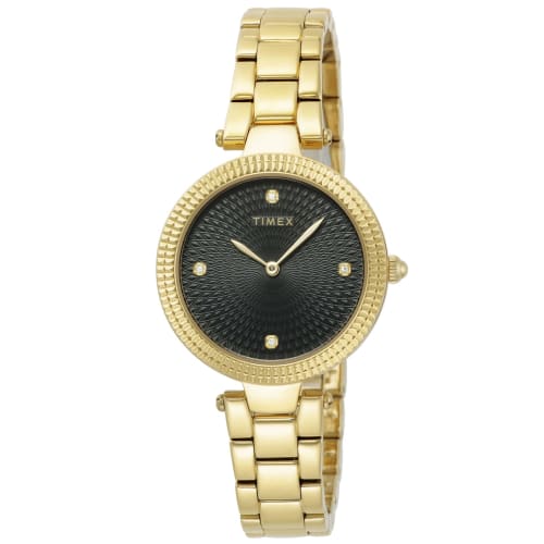 TIMEX Adoon 32mm America Watch (TW2V24100) Women's Gold with Black Dial, Brass, Mineral Glass, and Quartz Movement