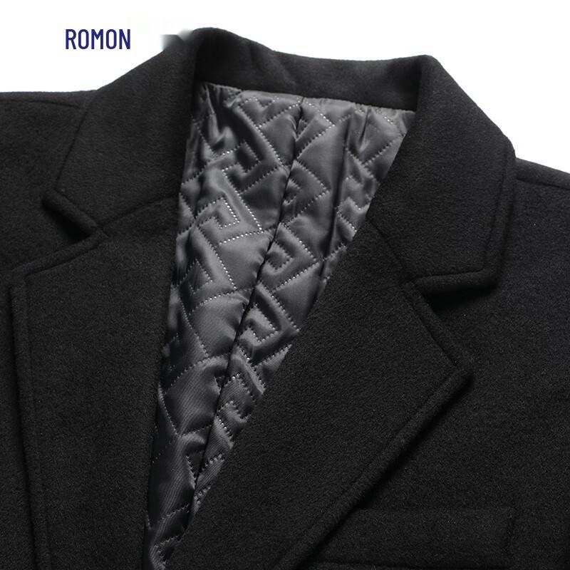 ROMON Men's Winter Long Wool Blend Overcoat