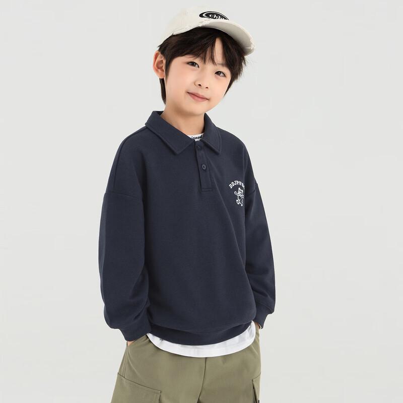 Boy s Embroidered Bear Long-Sleeve Polo Shirt 130