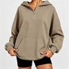 Womens Oversized Half-Zip Hooded Sweatshirt Loose Fit Long Sleeve Casual Top Winter 2026
