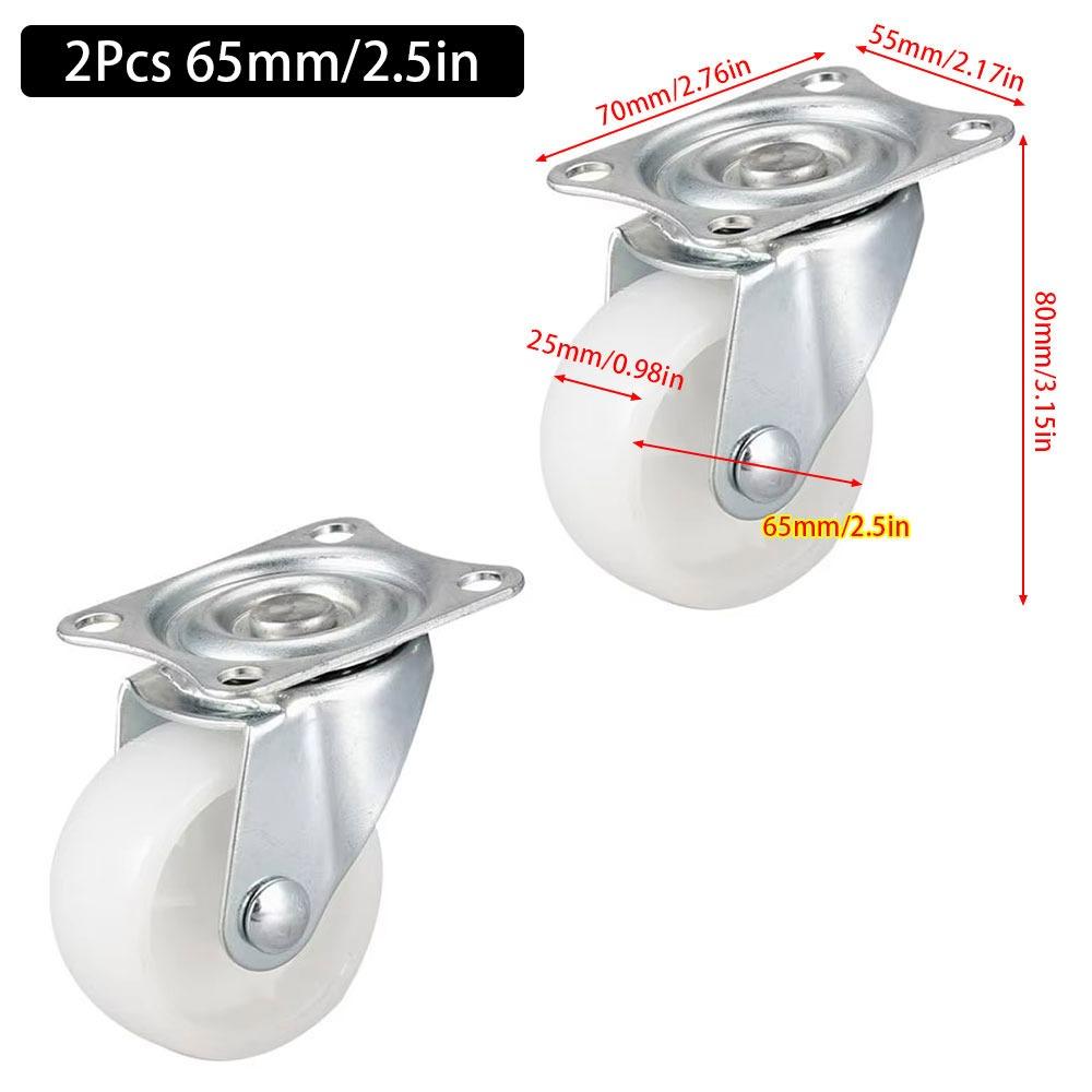 1/2/4Pcs White Nylon Rubber Caster Wheel 360 Degree Swivel Casters New Furniture Roller