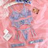 Sexy Lingerie Set, Lace Mesh Babydoll Chemise with Garter Belt and Stockings, Role Play Costume for Women