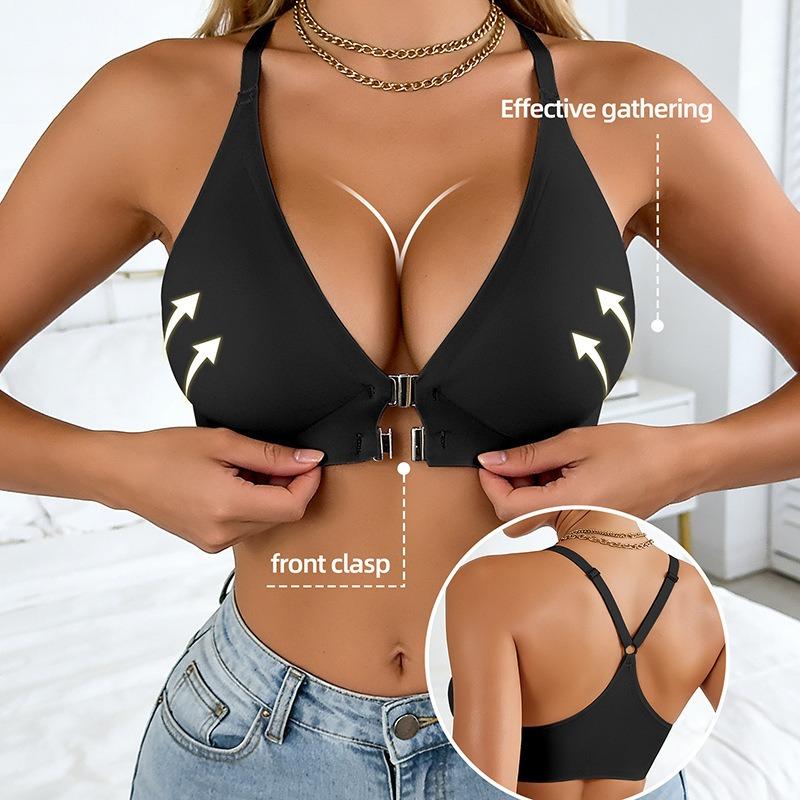 Women S Front Closure Seamless Backless Bra Leopard Print Push Up Underwire Free