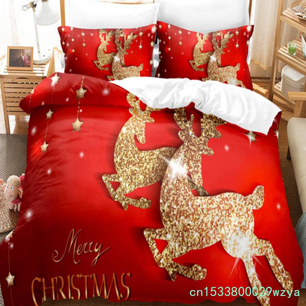 3D Christmas Quilt Cover Bedding Set Duvet Comforter Pillow Case Bed Linens Twin Queen King Double Full Single 3PCS 2PCS Bedroom
