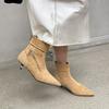 Fashion Fashion Zippers Ladies Ankle Boots Shoes Female Pointed Toe Flock Women Modern Short Boots With Low Heel Shoes Pumps Lady