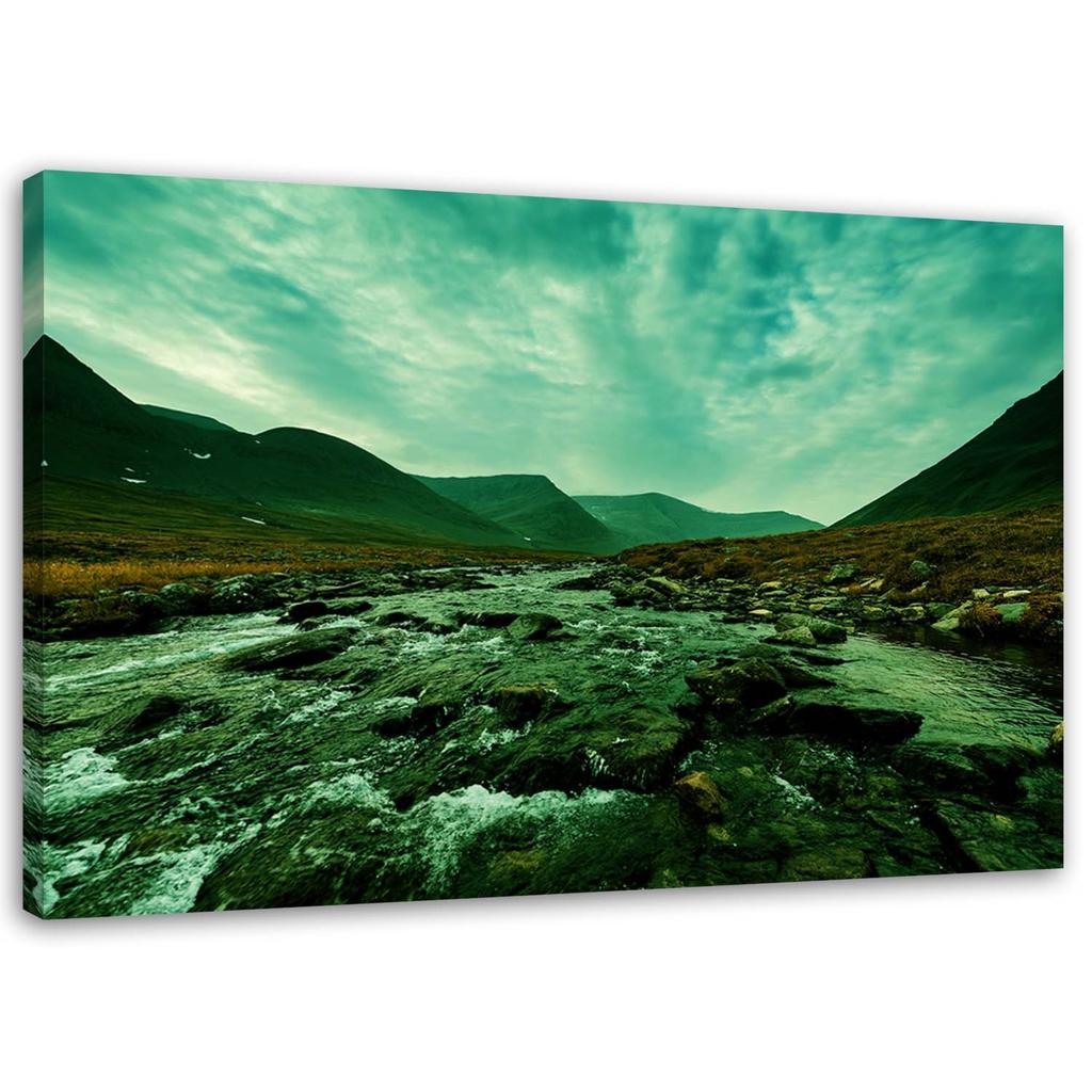 Canvas print, Mountain river landscape in green