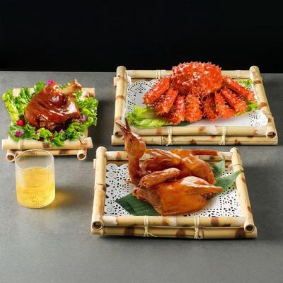 Thai Restaurant Supplies Bamboo Woven Trays Japanese Cuisine Sets Service Plates Creative Snacks Fried Food Dessert Plates