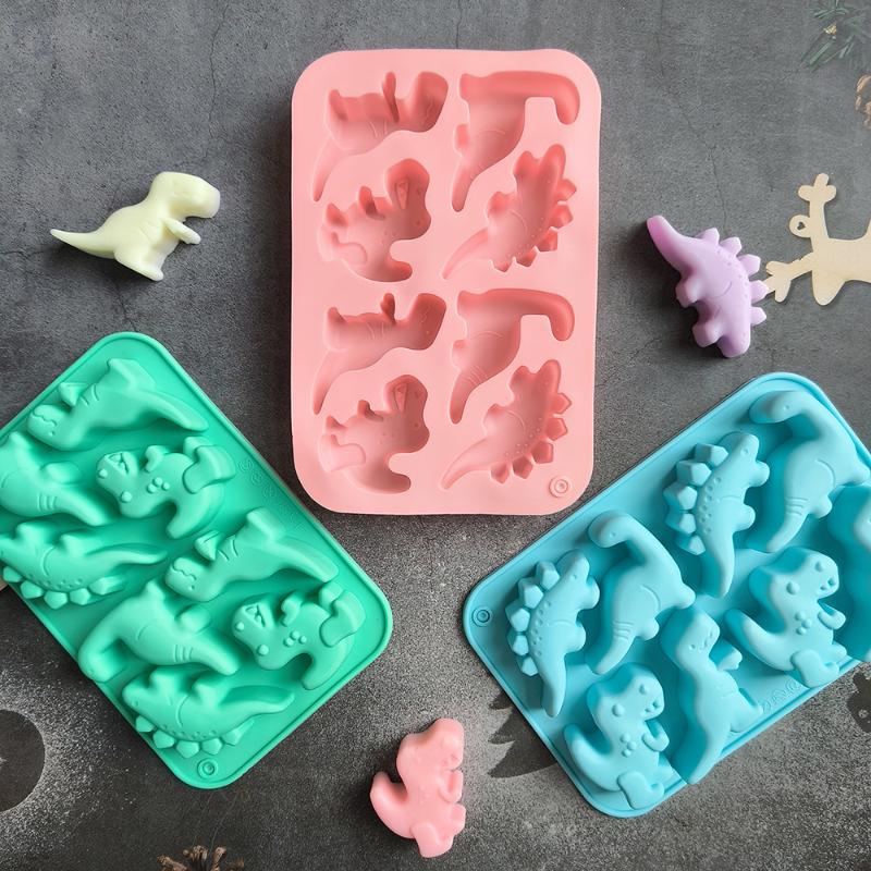Dinosaur Food Grade Silicone Molds 8-Cavity Chocolate Hard Candy Ice Cubes Silicone Mold For Diy Chocolate,Candy,Jelly
