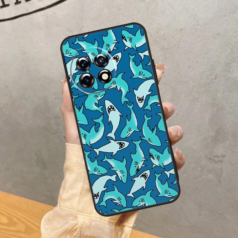 Cartoon Sharks Case For OnePlus Nord 5 CE 2 3 4 Lite N20 N30 OnePlus 15 15R 13 12 11 12R 13T 10T 13R Cover