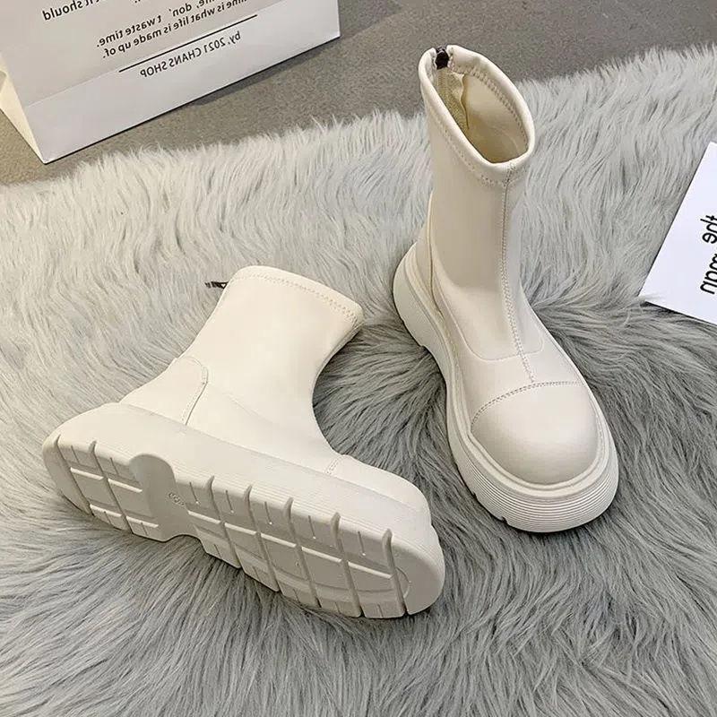 Short boots women's spring and autumn 2025 new Internet celebrity fashion versatile zipper muffin thick bottom non-slip thin boots tide