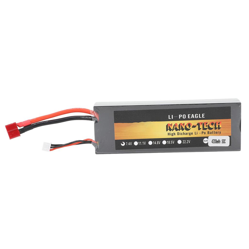 7.4V 4200mAh Lithium Battery Replacement 50C 2S Lightweight Hard Case RC Lithium Battery for 1/8 and