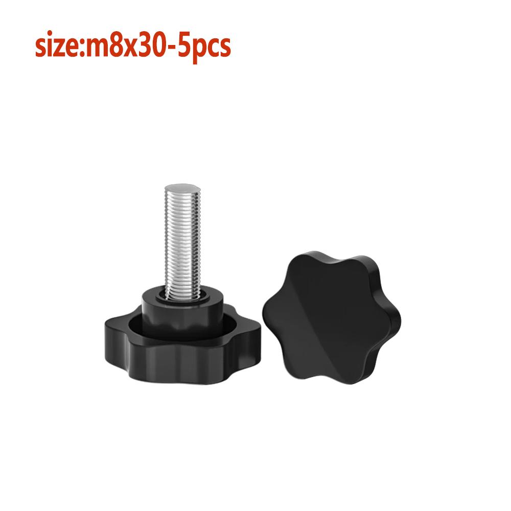 Stainless Steel Star Hand Knob Screws Premium Bolt Bakelite Hand Knob M6/M8 Six-Lobe Tightening Screws Hand Screw Tool
