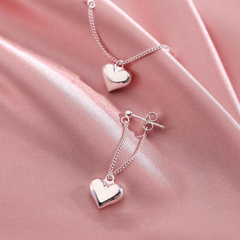 Women's Heart-Shaped Dangle Stud Earrings - Sweet, Unique, Cute Peach Design