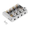 Easy-to-Install Headless Bass Bridge for 4 Strings with Replacement String Locks (Silver)