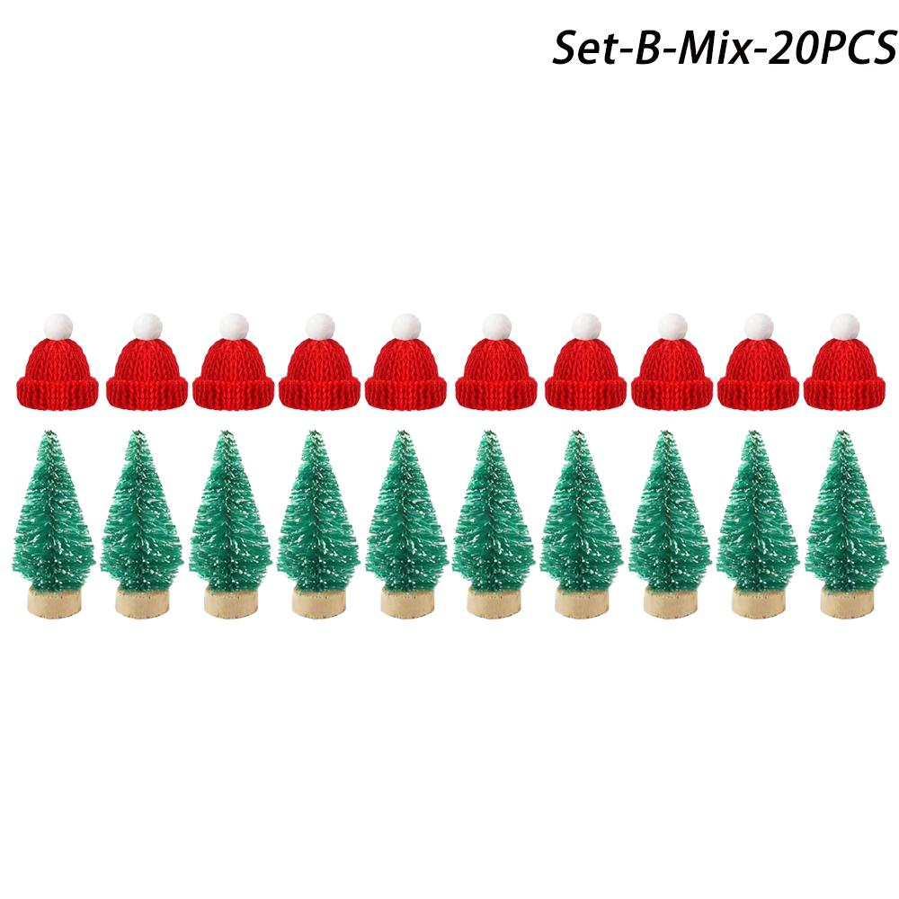 Mini Christmas Hat Mini Scarf Red Green Christmas Color Hanging Finger Hat Lollipop Bottle DIY Christmas Party Decoration