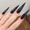 Wine Red Fake Nail Tips Long Pointed Head Glossy Press on Nails Wearable Full Cover INS Gradient Color False Nail Tips 24pcs