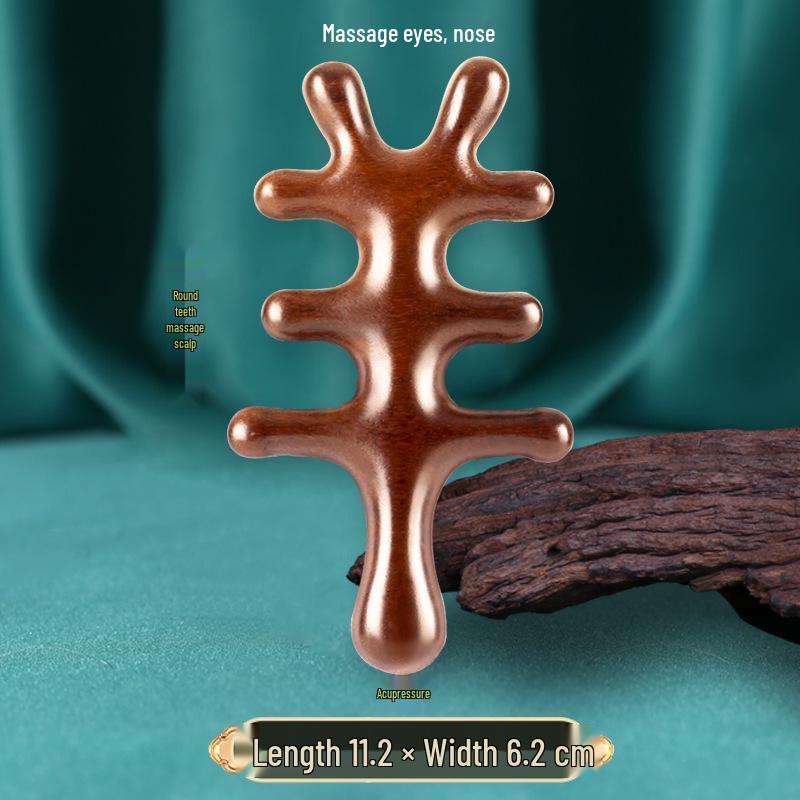 Sandalwood Air-Cushion Meridian Massage Brush for Abdominal and Liver Stimulation