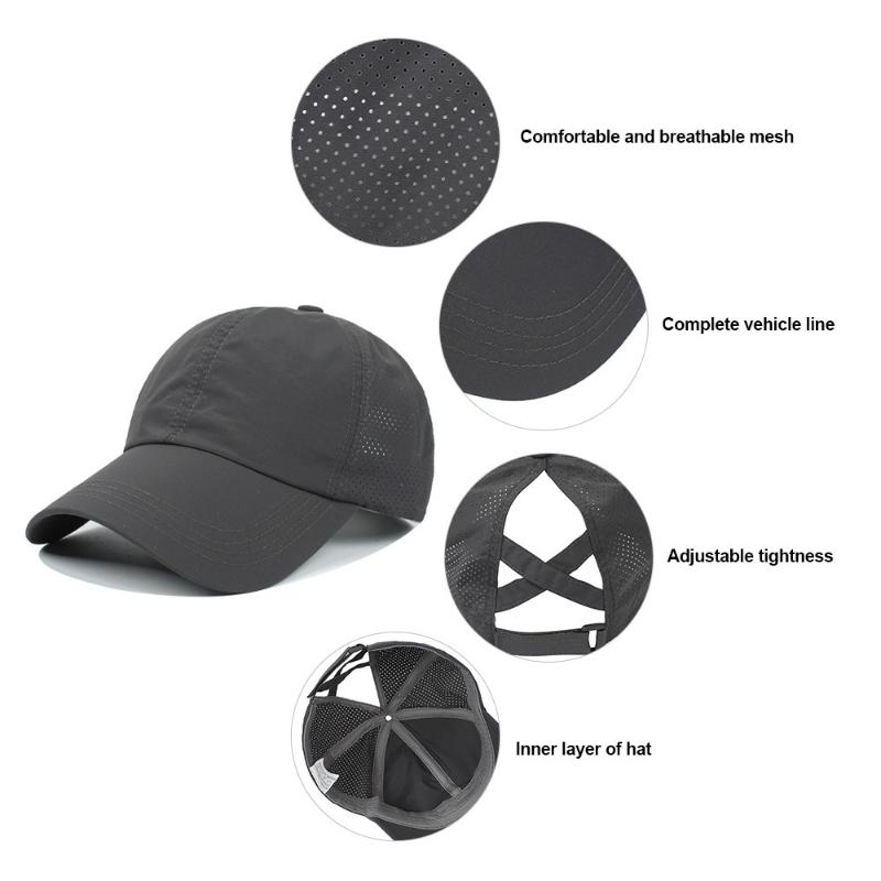 1Pc Womens Criss Cross Ponytail Baseball Cap Adjustable High Messy Bun Ponycap Quick Drying Hat,Unisex Quick Drying Trucker Hats