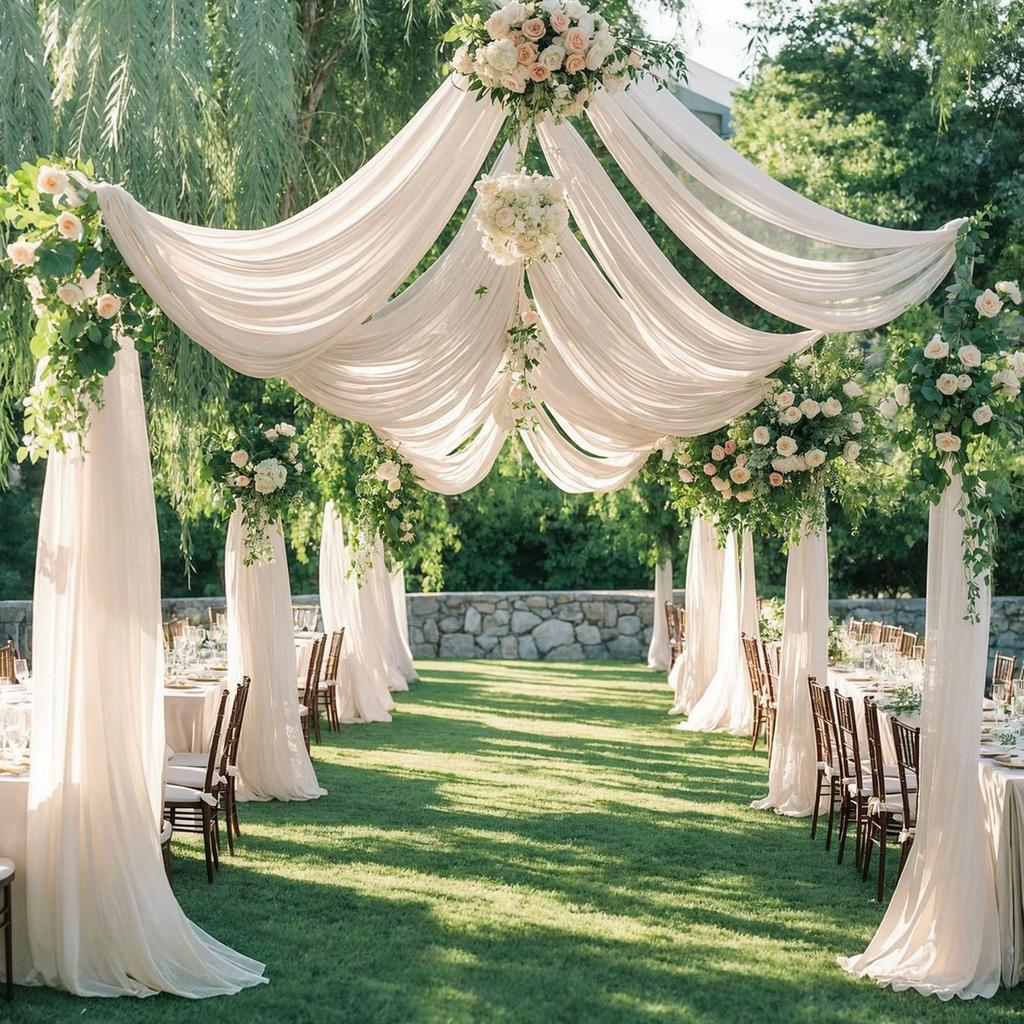 Organza Tulle Fabric, Sheer Silky Netting Fabric for Wedding Birthday Party Event Decorations Table Skirt DIY Decor Chair Bows