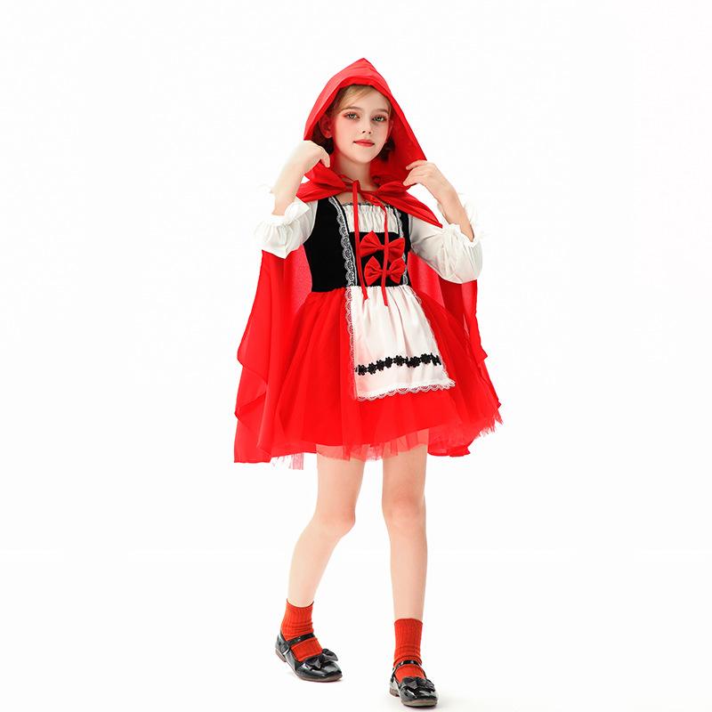 Halloween children's costume Christmas costume Little Red Riding Hood shawl cape pastoral farm style girl cos show costume