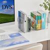 Desktop Document Storage Rack Clear Magazine Holder, 3/4-Compartment Desk Organizer, Vertical Bookend File Space Saving Book Stand for Students Sorter