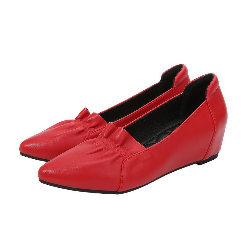 "Women's Soft Sole Wedge Heels: 2024 Spring Comfort Mid-Heel Scoop & Height-Enhancing Shoes"