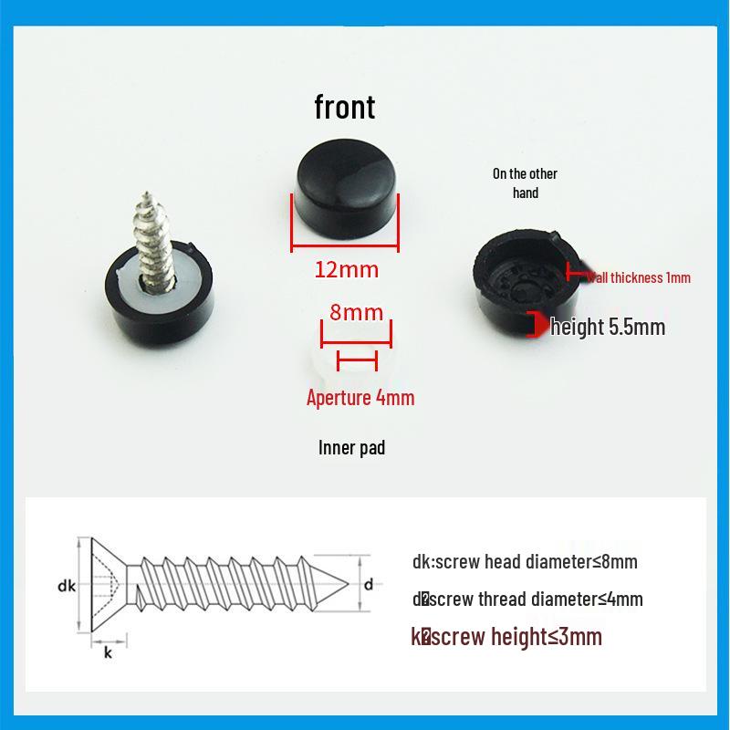 Copper Pad Screw Cap Mirror Nail Decorative Cover with Fixing Screw