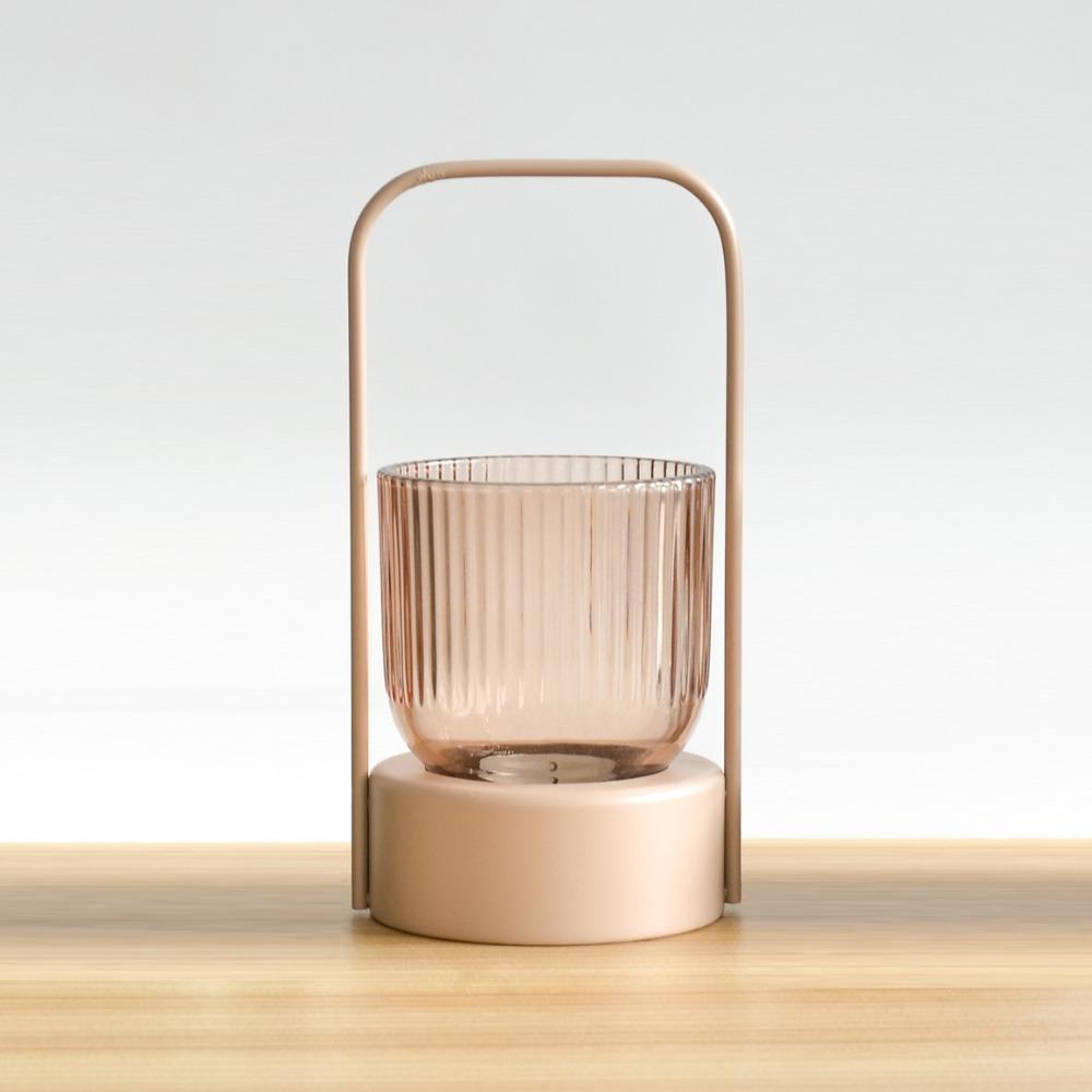 

Retro Portable Glass Iron Candle Holder Villa Courtyard Home Camping Atmosphere Creative Decoration Ornament Candle Stand рожевий