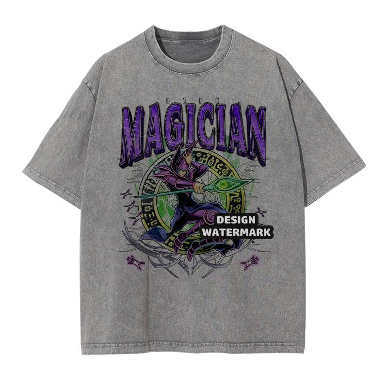 Anime Yu Gi T Shirts Manga Vintage Washed Oh Blue Eyes White Dragon Tshirt Oversized Yugioh T Shirt Retro Tops Tees Man Cotton
